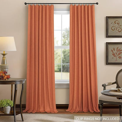 Burnt Orange 100% Blackout Window Curtain Panels Light Blocking Linen Boho - Image 9