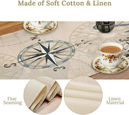 Vintage Nautical Sailboat Table Runner Retro Ligthouse Compass Summer Sea Ocean - Image 5