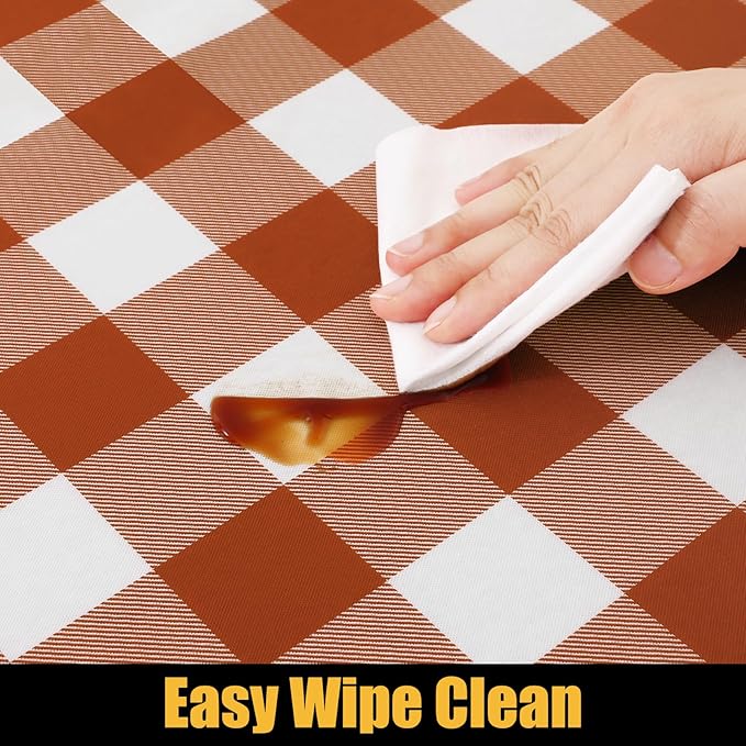 Smiry Rectangle Picnic Table Cloth, Elastic Waterproof Fitted Vinyl Tablecloths - Image 4