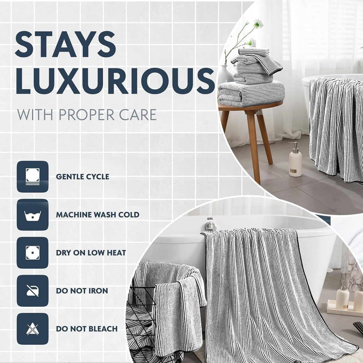 4 piece bath towel set 35"x70"oversized bath towel, side view