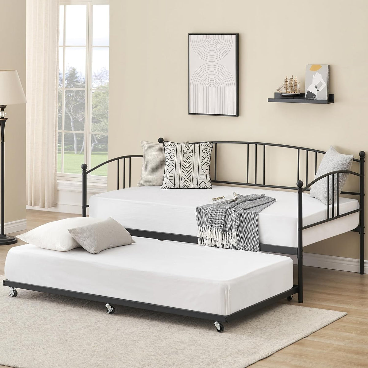 idealhouse twin daybed with trundle, metal twin size, main product view