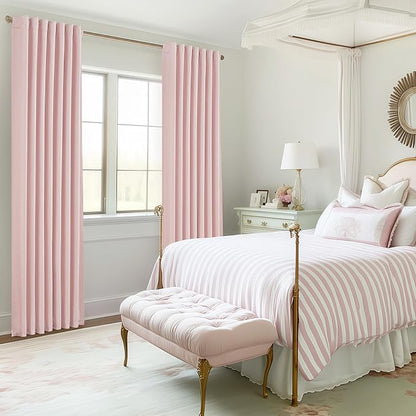 Pink Thick Linen Thermal Blackout Curtains 96 Inch Long - Image 6