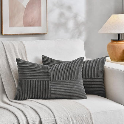 Fancy Homi 2 Packs Dark Gray Long Lumbar Decorative Throw Pillow Covers 12x24 - Image 5