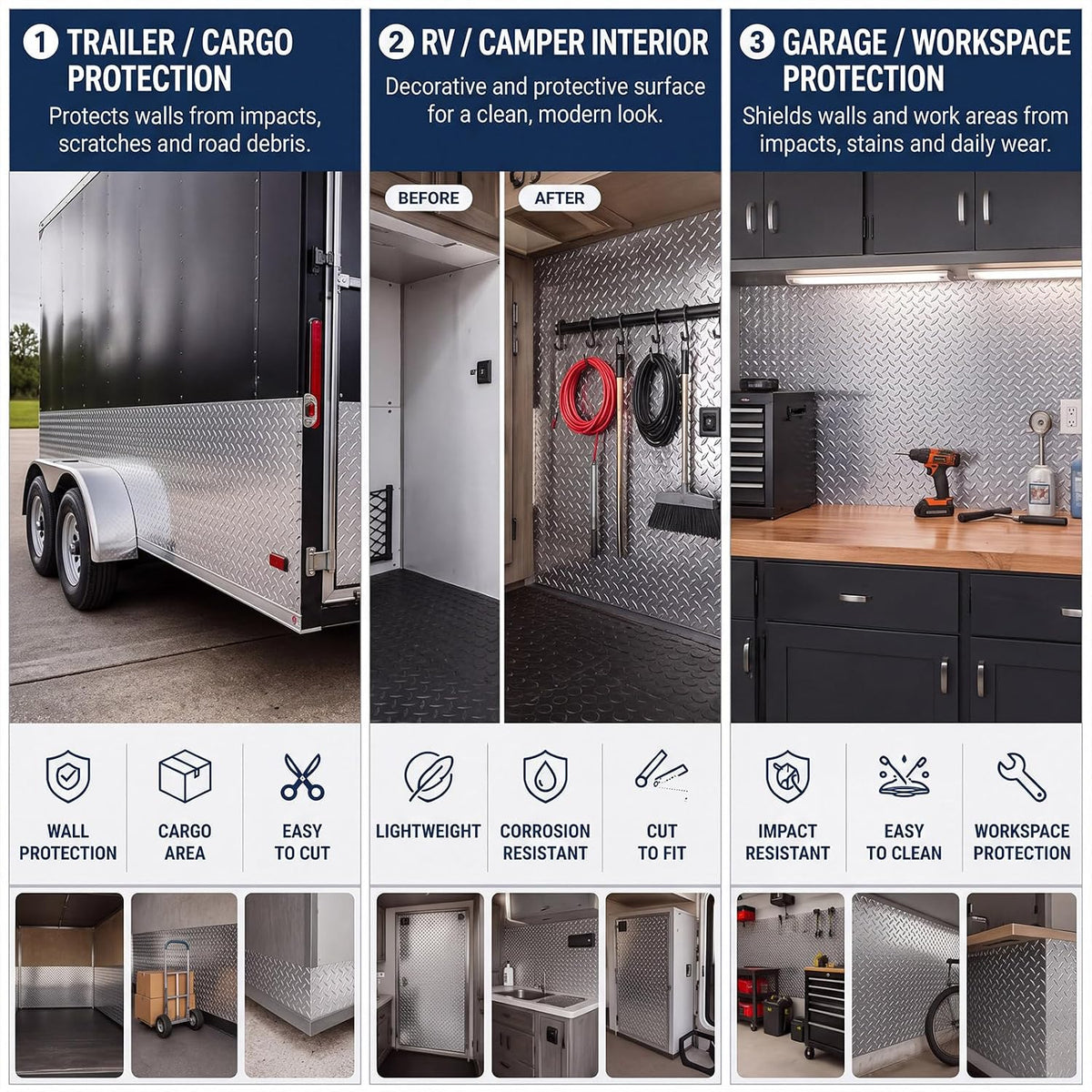 zonon 96 x 48 inch diamond plate aluminum, package contents