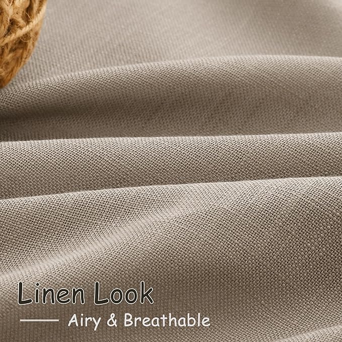 Nanspring Light Taupe Linen Curtains 63 Inches Length 2 Panels Set - Image 5
