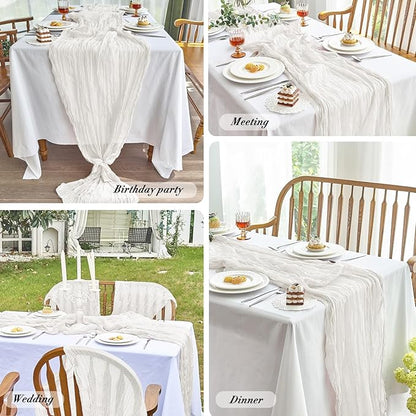 IVAPUPU 4 Pcs Cheesecloth Table Runner - 10ft Ivory White Boho Gauze Cheese - Image 6