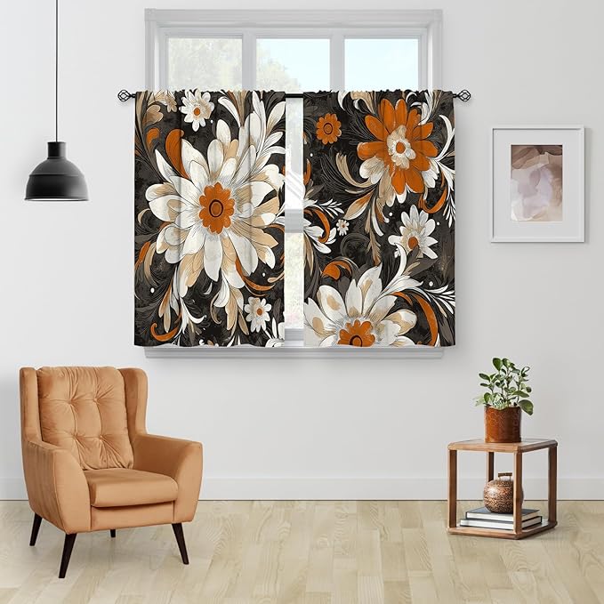 Aimego Boho Floral Kitchen Curtains - Image 2