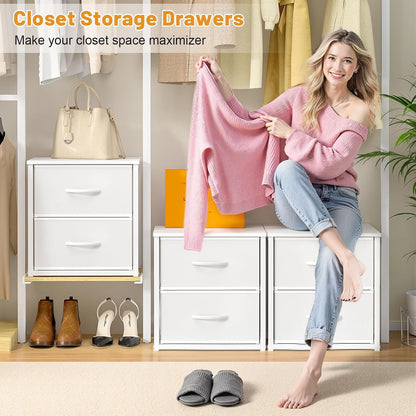 daoutime 2-pack stackable storage drawers (4 drawers total) showing dimensions