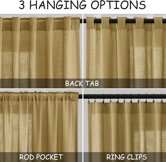 Nanspring Linen Curtains 108 Inches Long - Image 2