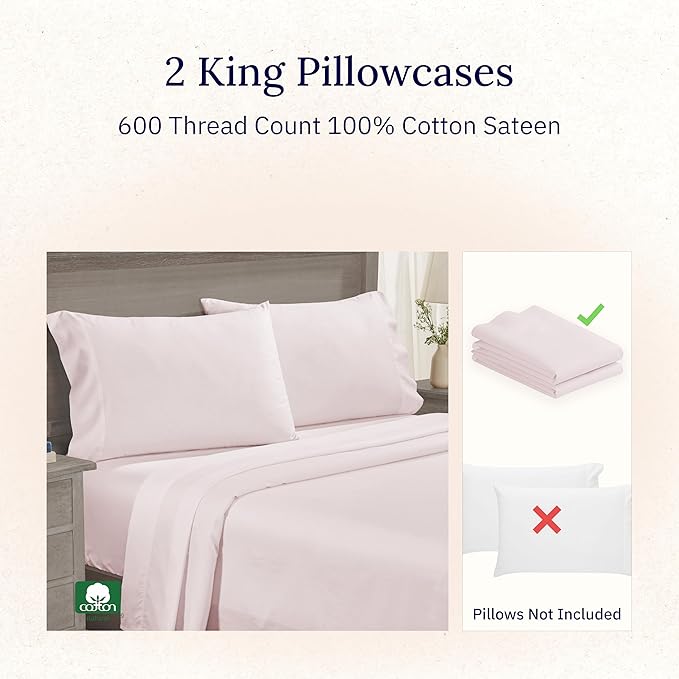 CALIFORNIA DESIGN DEN Luxuriously Soft Hotel Quality 600 Thread Count, 100% - Image 3