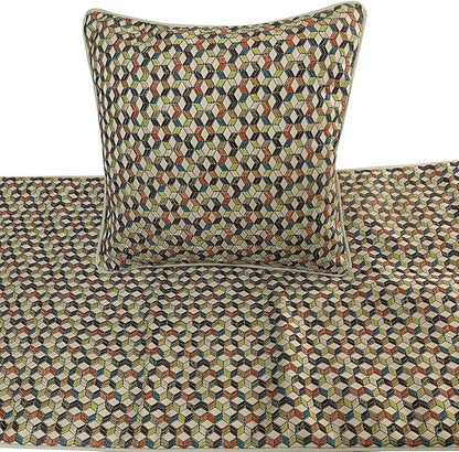 The HomeCentric King Queen Twin Beige & Multicolor Decorative Queen 74"x18" Bed - Image 2