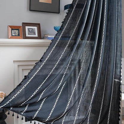 ColorBird Black Curtains Boho Drapes 84 Inches Long by ColorBird