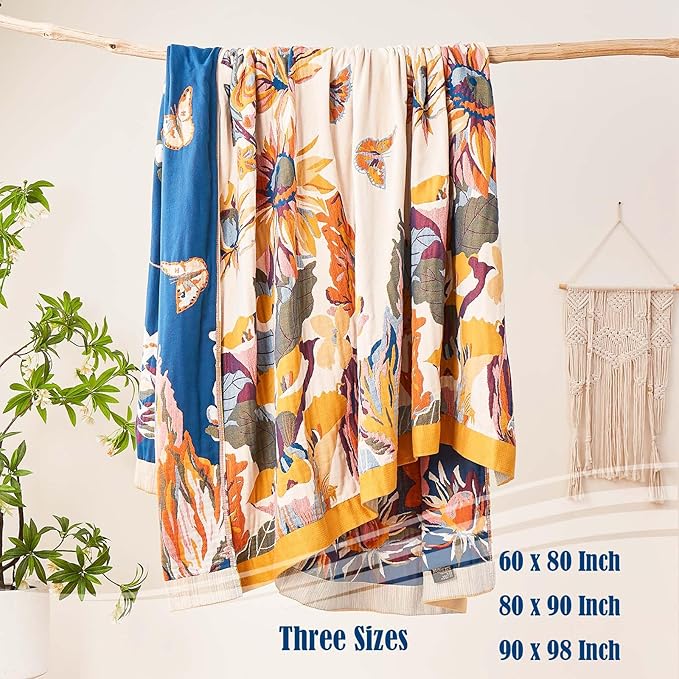 Boho Throw Blanket, 100% Cotton Ultra Soft Luxury Throw Rustic Quilt, All - Image 7