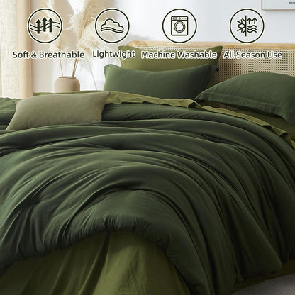 comforters queen size 7 pieces, dark green bed, package contents