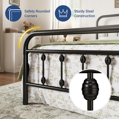 allewie 14 inches twin size metal platform bed showing dimensions