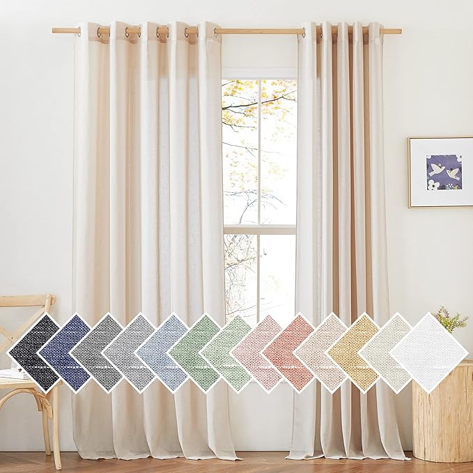 NICETOWN Sliding Door Curtains Linen Sheer Textured, Grommet Semi Sheer Keep by NICETOWN
