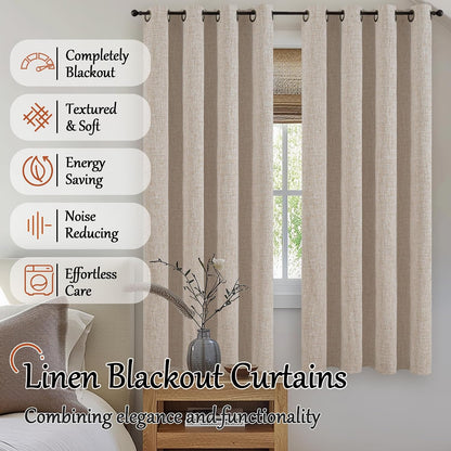 lajode linen blackout curtains 63 inches long shown in use