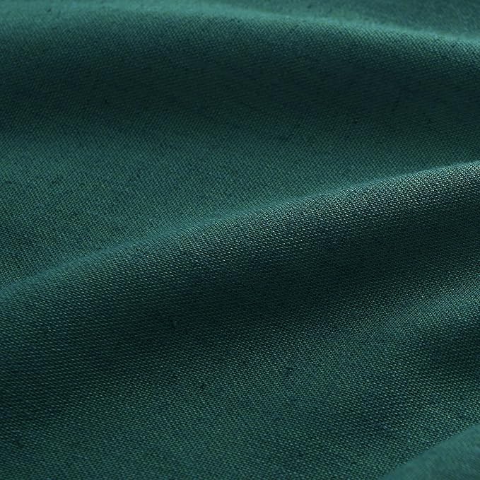 Dark Green Pinch Pleated Linen Curtains 102 Inch Length 2 Panels - Image 3