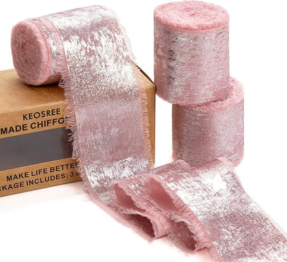 Rose Gold Silk Chiffon Ribbon by KEOSREE