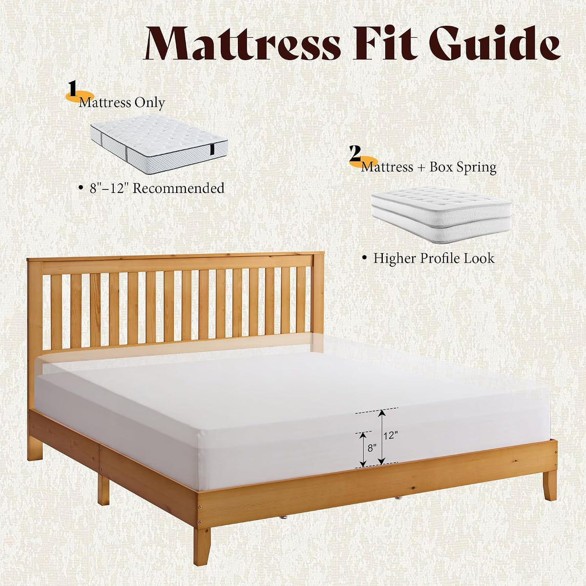 amerlife solid wood full size bed frame with, view 9