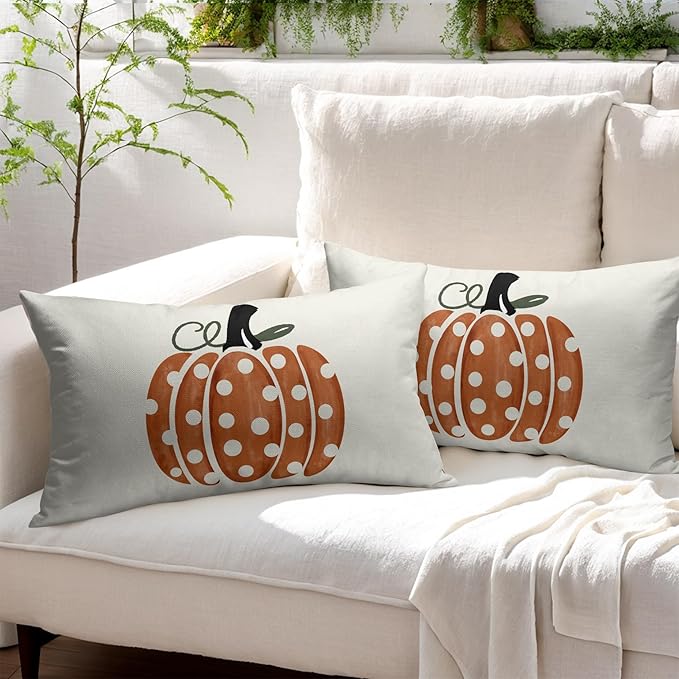Fall Pumpkin Throw Pillow Cover 20X12 Inch Set of 2 Autumn Orange Pumpkin - Image 6