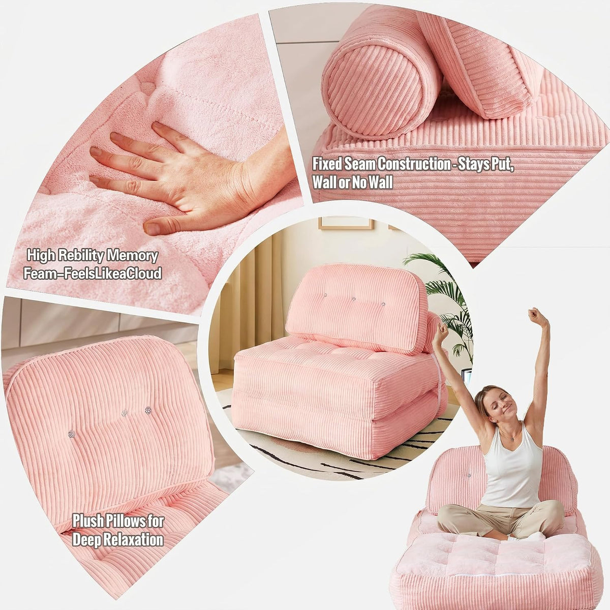 folding sofa bed, flannel futon couch bed with on a desk or shelf