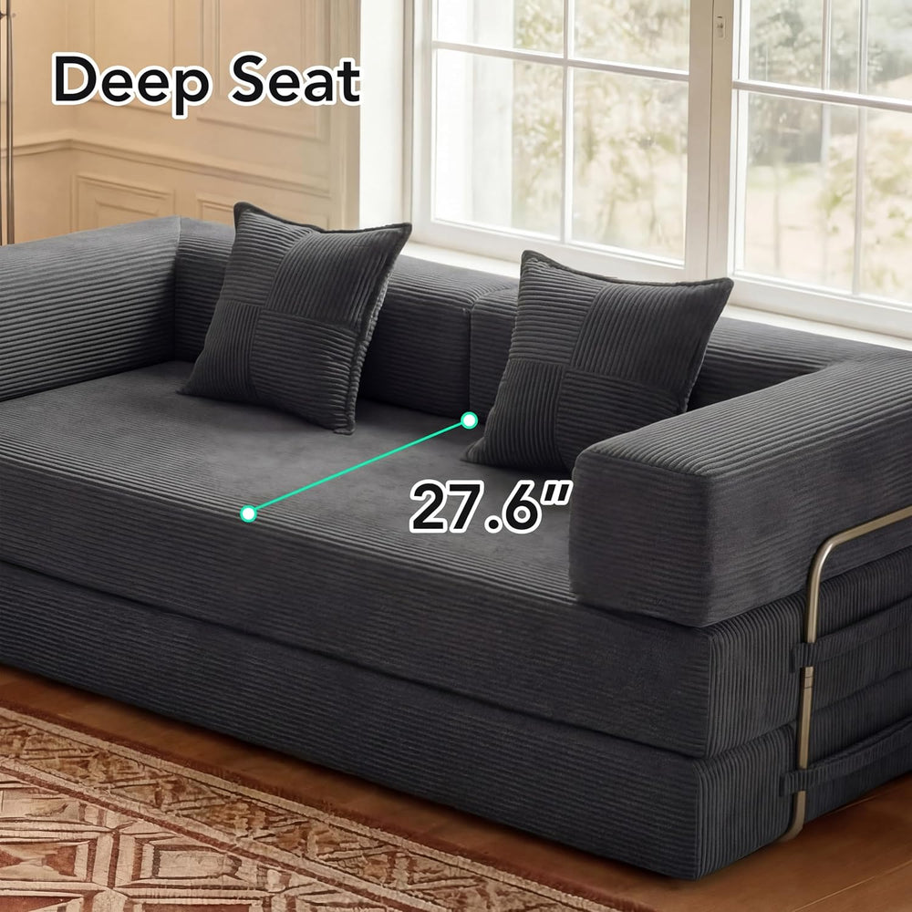 WEUP 5-in-1 Convertible Sofa Bed,80" Folding Boneless Couch with Fixed-S...