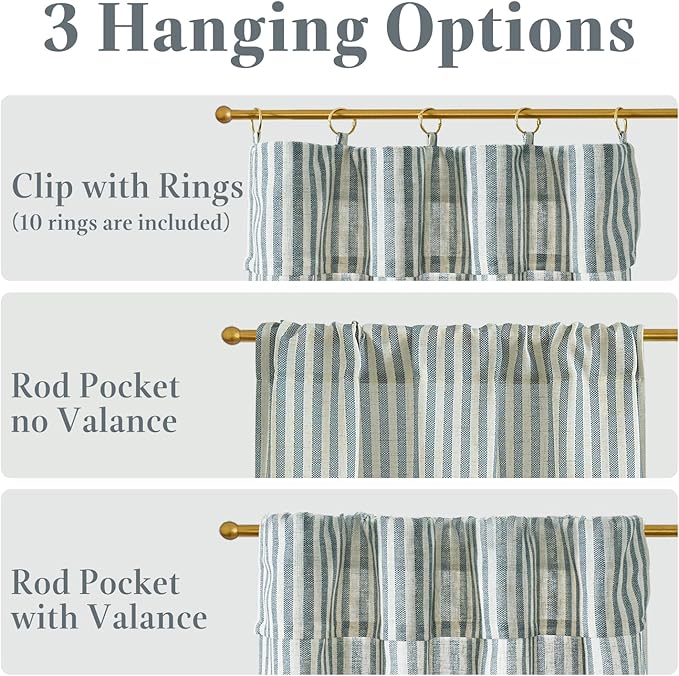 jinchan Striped Linen Kitchen Curtains - Image 5