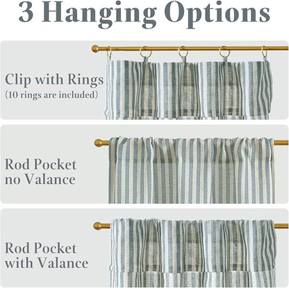 jinchan Striped Linen Kitchen Curtains - Image 5