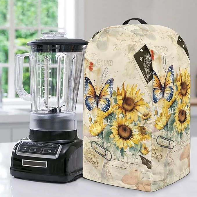 Sunflower Butterfly Print Blender Dust Cover by NETILGEN