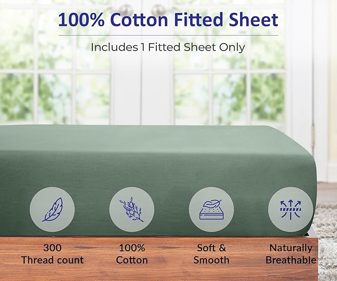 ROYALE LINENS 300 Thread Count 100% Long Staple Combed Cotton Fitted Sheet King - Image 3