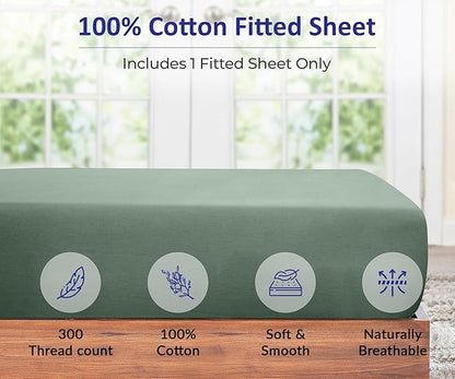 ROYALE LINENS 300 Thread Count 100% Long Staple Combed Cotton Fitted Sheet King - Image 3