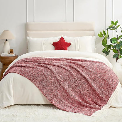 Snuggle Sac Red Throw Blanket for Couch, Super Soft Warm Christmas Red Blankets - Image 7