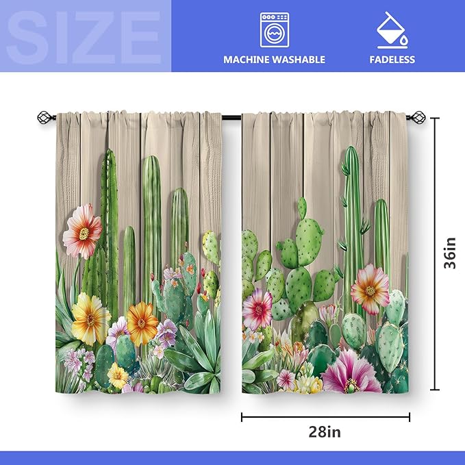 Aimego Cactus Floral Kitchen Curtains - Image 3