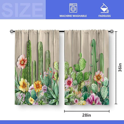 Aimego Cactus Floral Kitchen Curtains - Image 3