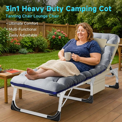 ABORON Camping Cot for Adult 28" Extra Wide, Heavy-Duty 1200D Oxford Cot for - Image 7