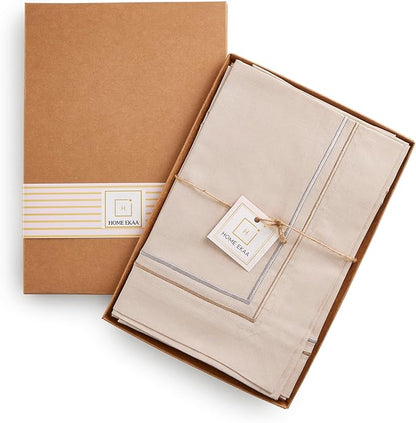 Home Ekaa Cotton Linen Dinner Napkins 20 x 20 Inch – Summer Beige Napkins Set - Image 4