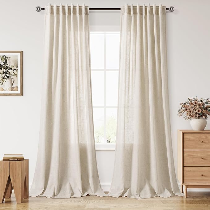 Nanspring Eclectic Home Decor Linen Curtains 96 Inches Long by Nanspring