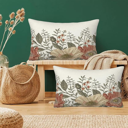Vintage Poppy Flowers Throw Pillow Covers Set of 2 Blooming Flowers Pillow - Image 6