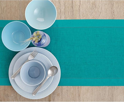 Solino Home Linen Teal Table Runner 144 Inches Long - Image 3