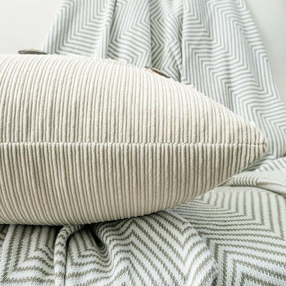 HWY 50 Cream White Chenille Throw Pillow Covers 18x18 Inch - Image 4