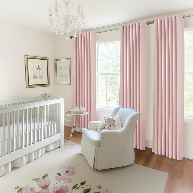 Extra Long Light Pink Blackout Drapes 108 Inches Long 2 Panels - Image 6