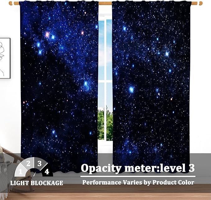 Renaiss 42 x 84 Inch Galaxy Curtains Space Nebula Universe Fantasy Star - Image 3