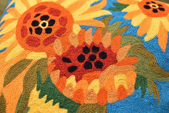 Turquoise Van Gogh Sunflower Pillow Cover Teal Floral Sofa Pillowcase Flower - Image 5