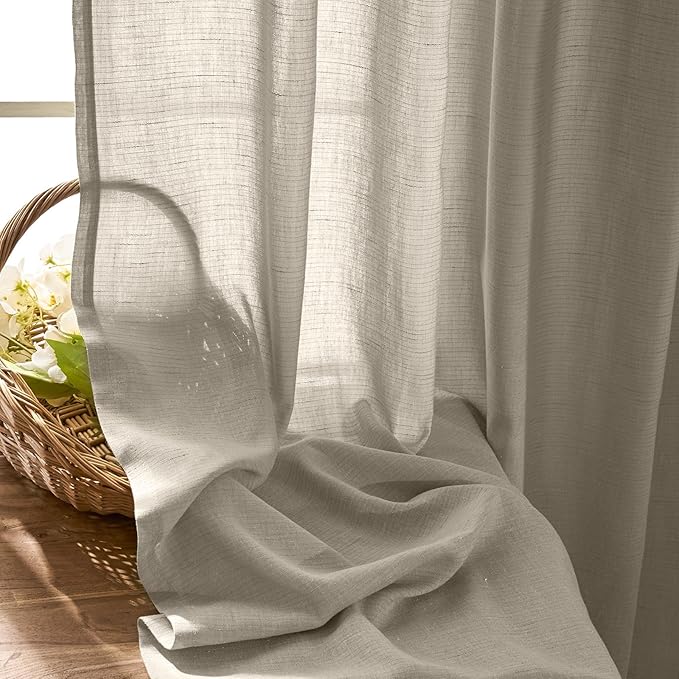 jinchan Linen Blend Curtain 84 inch Length 1 Panel - Image 6