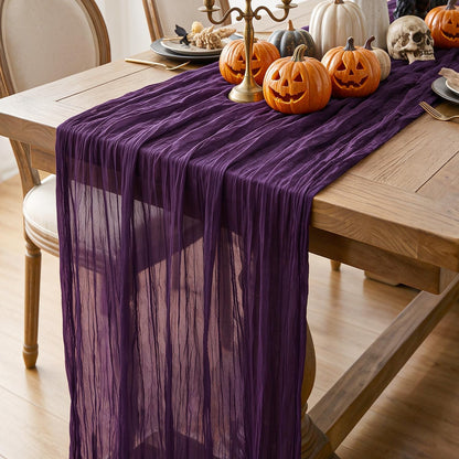 FANPROMS Purple Cheesecloth Table Runner 6 Pack 10FT Rustic Gauze Table Runner Cheesecloth Fabric for Halloween Decor Boho Cheese Cloth Tables Runners Dark Purple for Bridal Shower Prom Party Decor