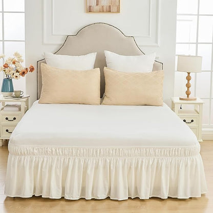 BISELINA Wrap Around Bed Skirts 17" Drop, Cotton Adjustable Elastic Dust - Image 9
