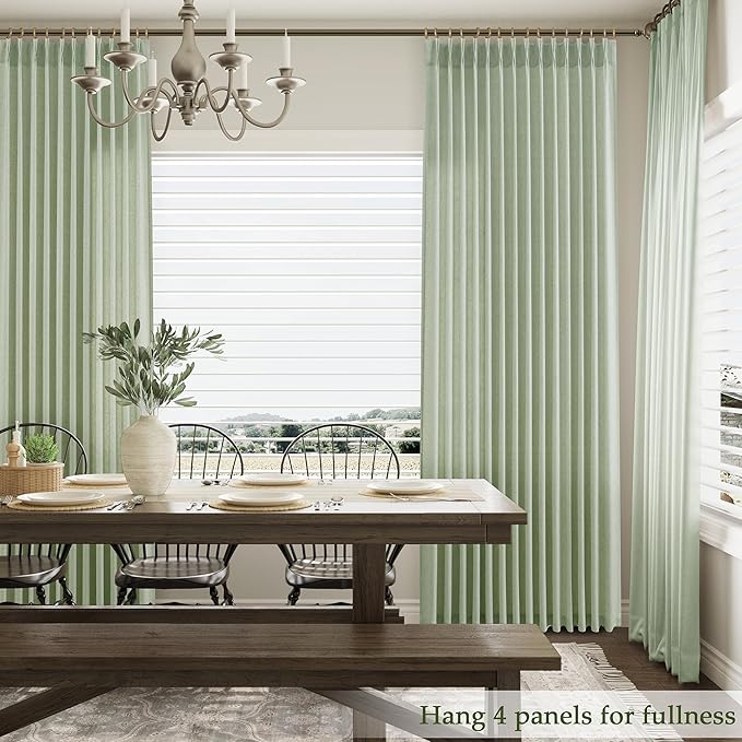 Mist Sage Pinch Pleated Linen Curtains 84 Inch Length 2 Panels - Image 6
