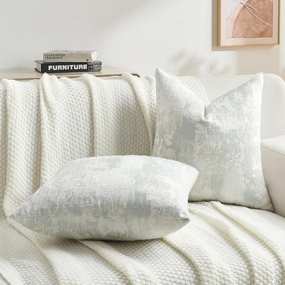 FUTEI Light Blue White Decorative Throw Pillow Covers 16x16 Inch Set of 2 - Image 5