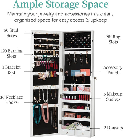 best choice products freestanding jewelry armoire cabinet, full shown in use